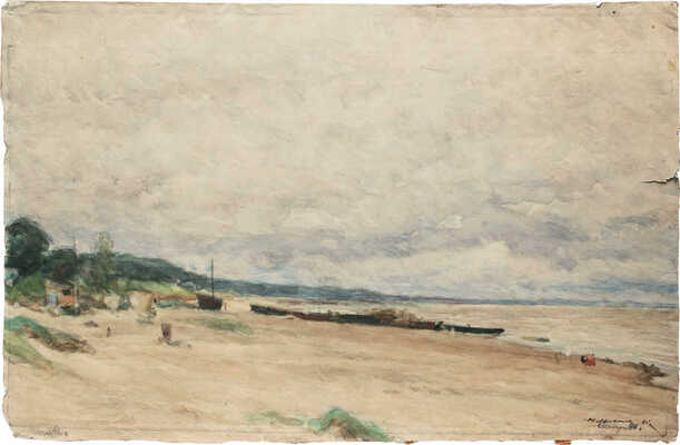 Неизвестный художник. Пейзаж с лодками 